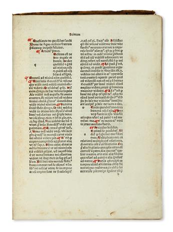 INCUNABULA  THOMAS AQUINAS, Saint. Quaestiones de duodecim quodlibet.  1476